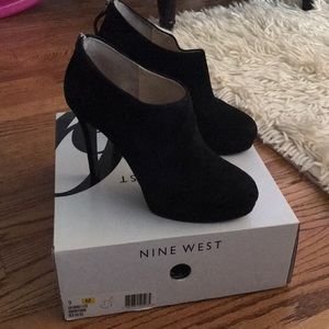 Nine West Suede Stiletto Ankle Boots Black